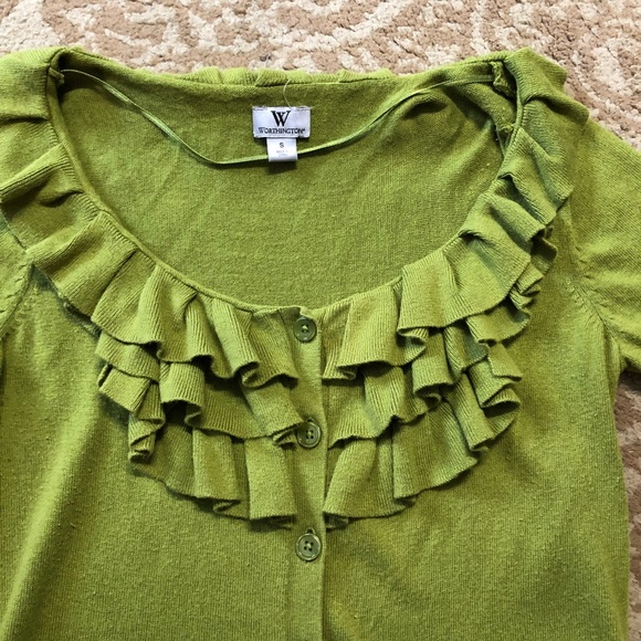 Worthington button down Bib Ruffle top - Picture 3 of 5